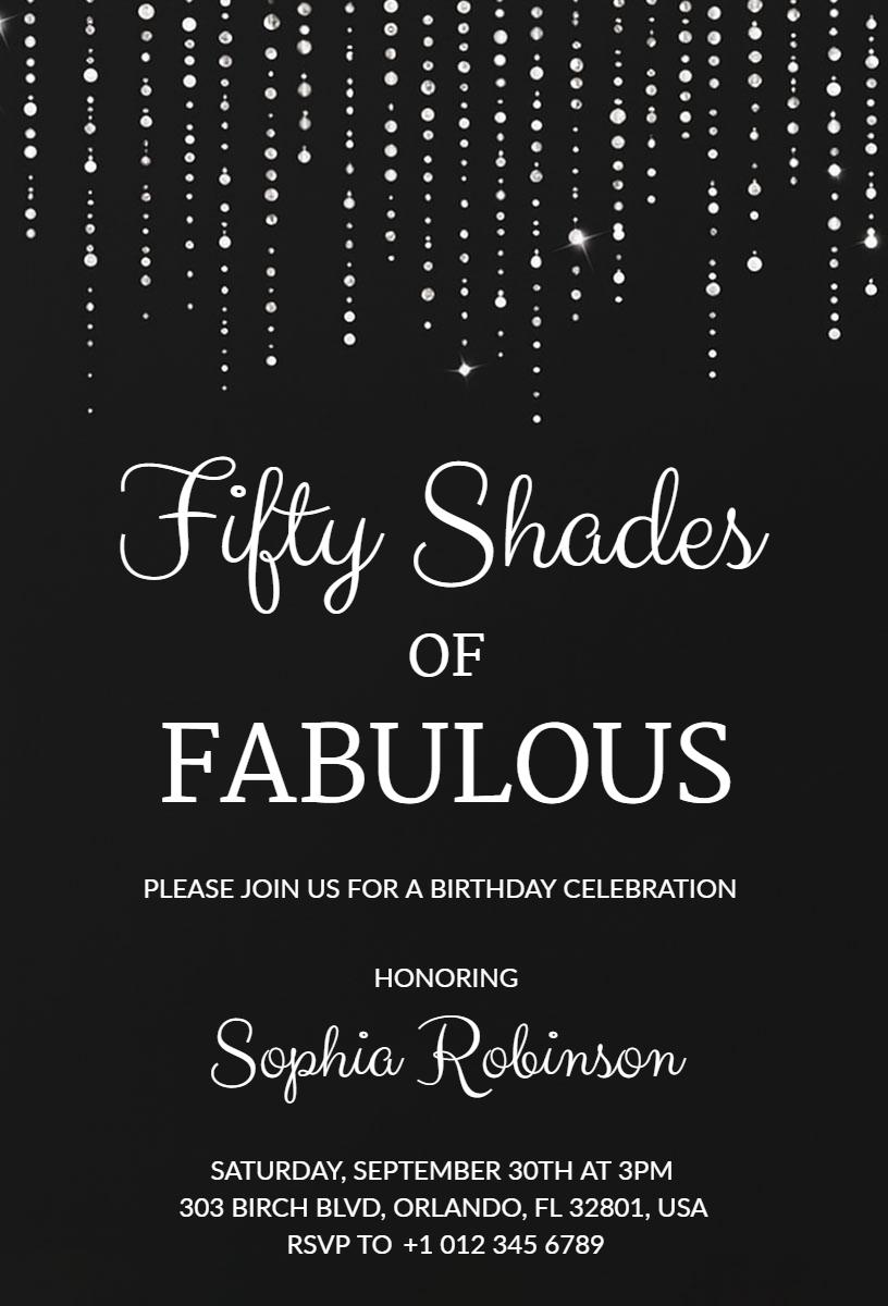 Fifty Shades of Fabulous Elegant Birthday Celebration Invitation Template