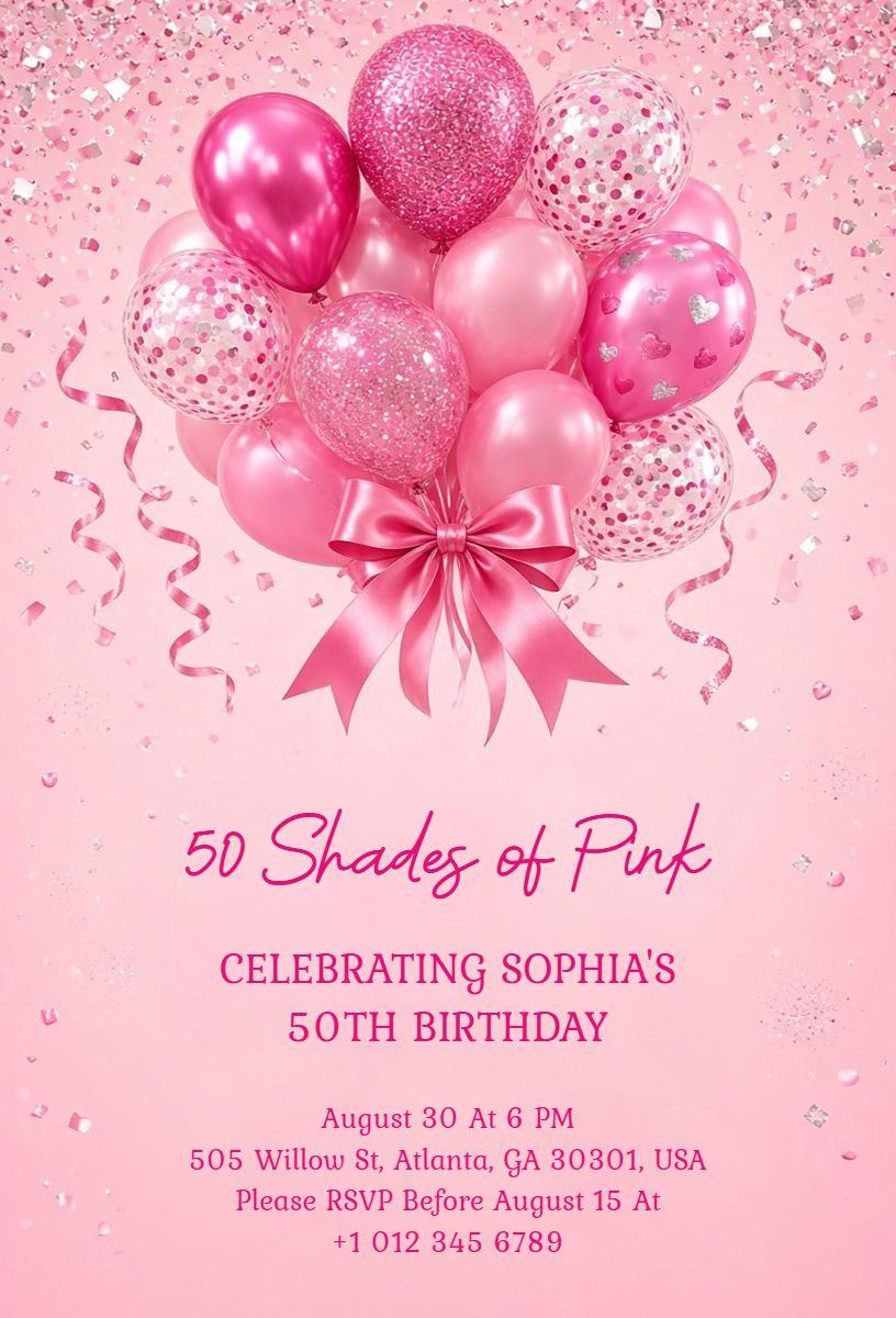 Fifty Shades of Pink Birthday Invitation Template