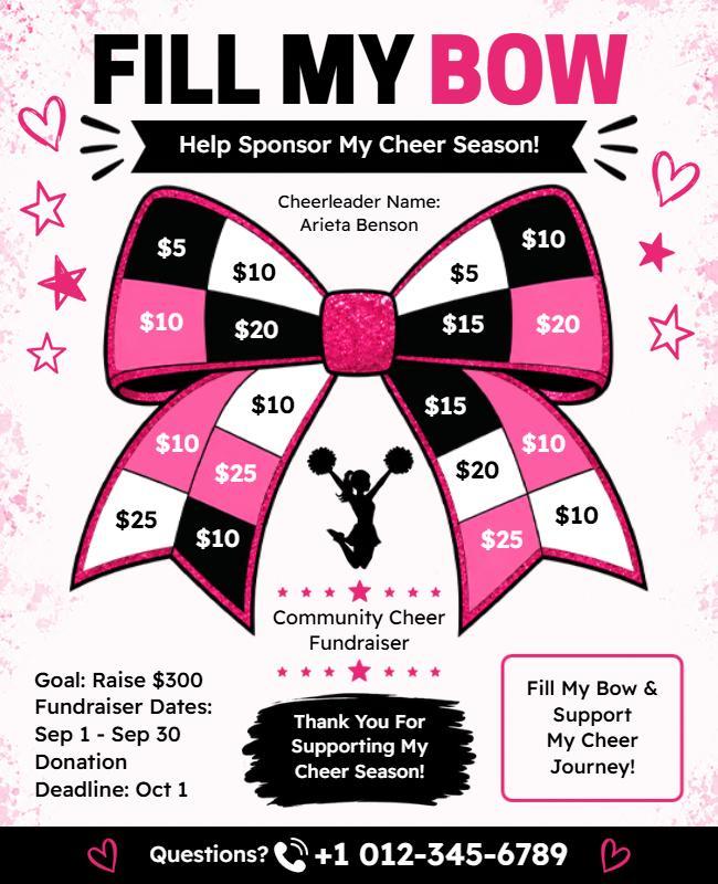 Fill My Bow Cheer Fundraiser Flyer Template