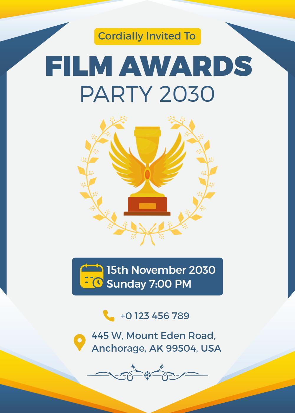 Film Awards Celebration Ceremony Invitation Template