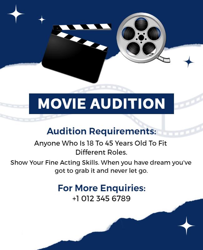 Film Casting Call Audition Flyer Template