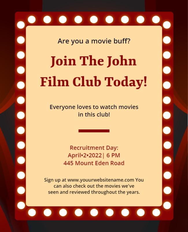 Film Club Recruitment Event Flyer Template