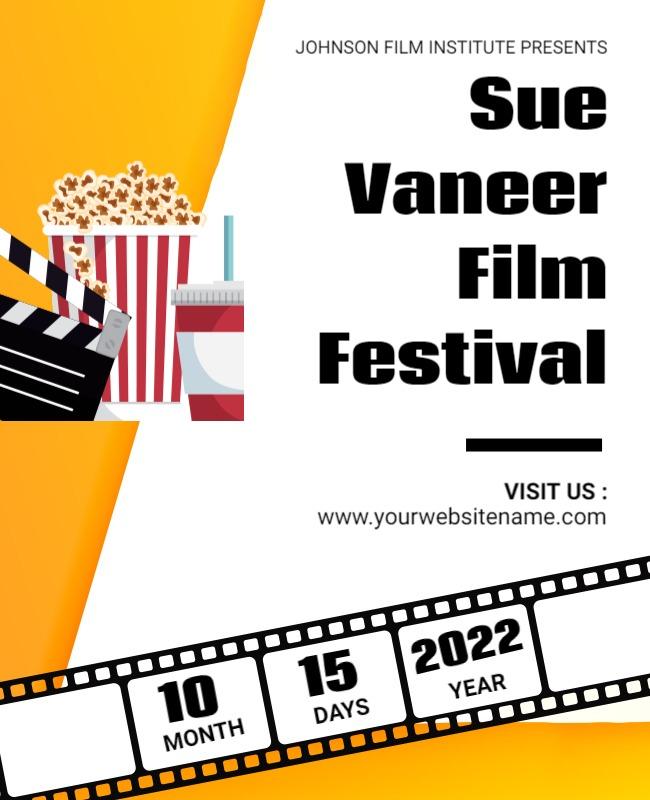 Film Festival Event Flyer with Popcorn and Clapboard Template