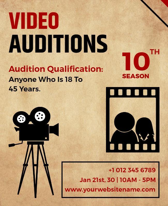 Film Industry Video Auditions Flyer Template