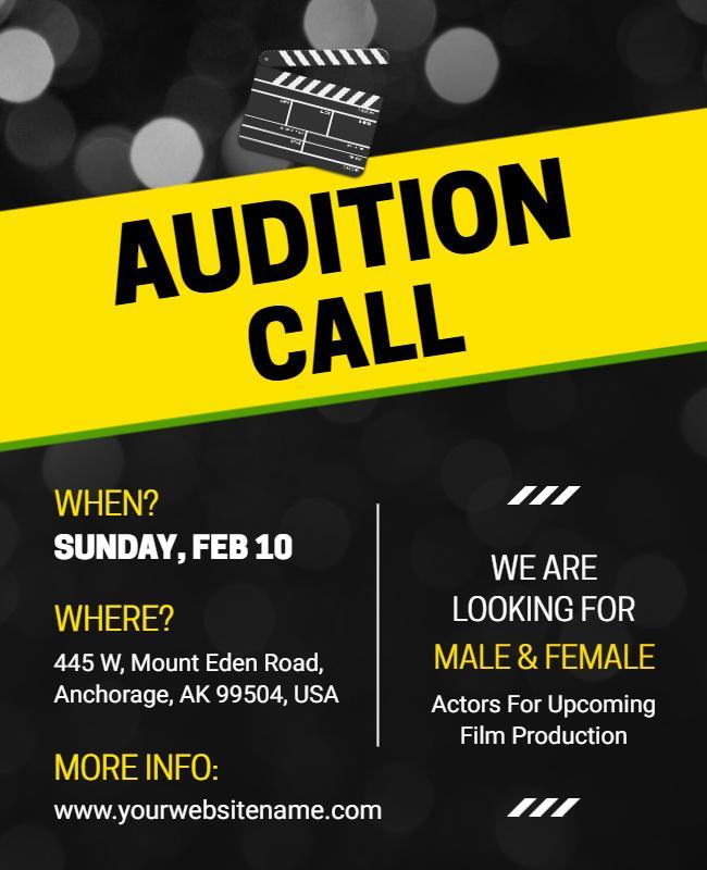 Film Production Audition Call Flyer Template