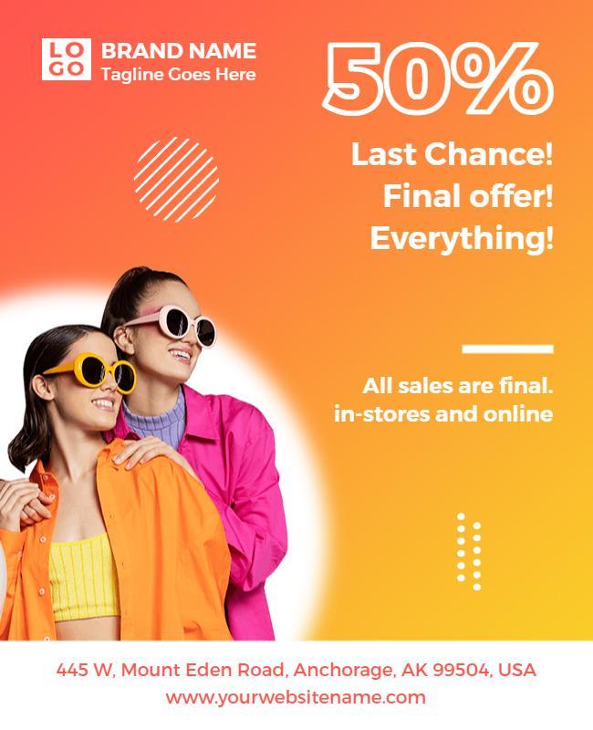 Final Sale Fifty Percent Discount Flyer Template