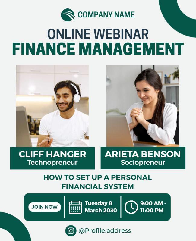 Finance Management Online Webinar Flyer Template