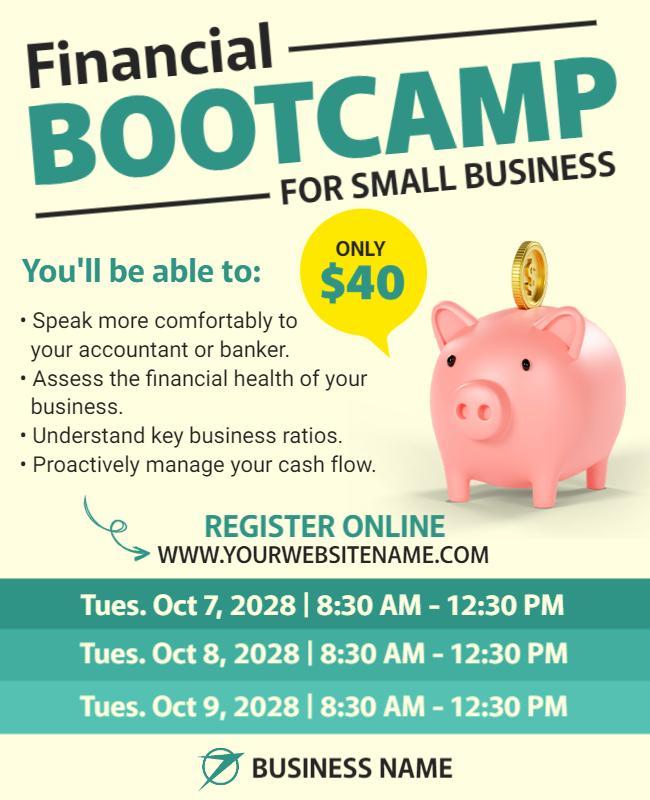 Financial Bootcamp for Small Business Flyer Template