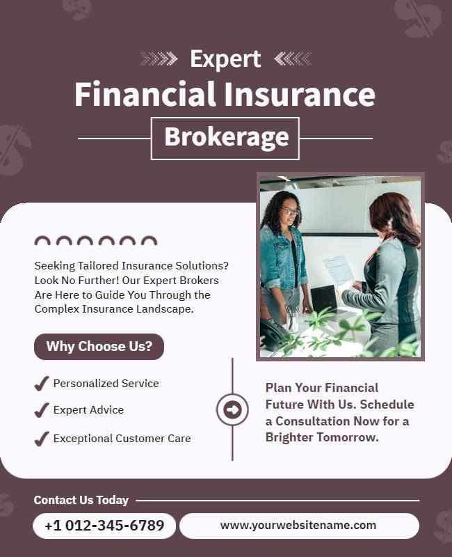 Financial Insurance Brokerage Consultation Flyer Template