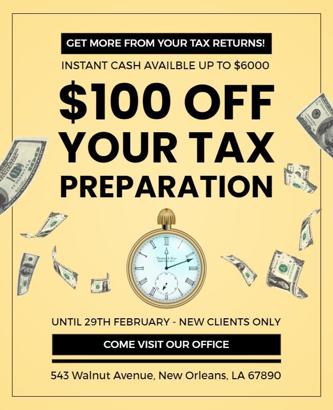 Financial Tax Preparation Discount Flyer Template