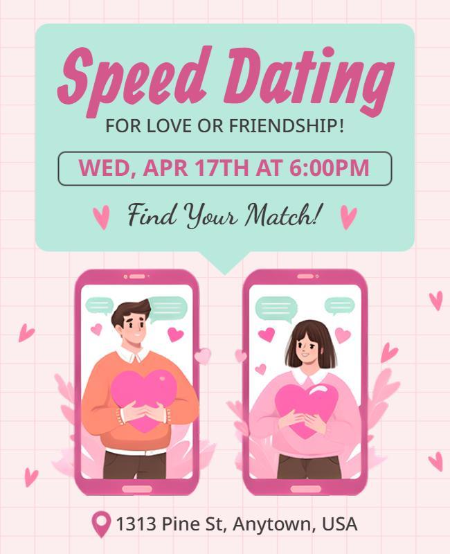 Find Love or Friendship Speed Dating Flyer Template