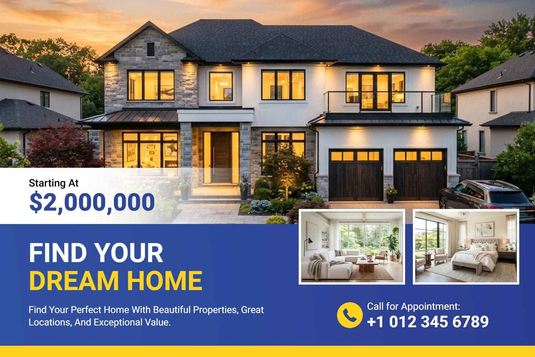 Find Your Dream Home Real Estate Postcard Template