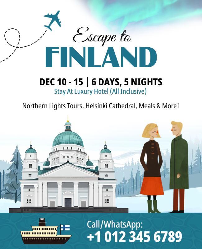 Finland Travel Package Promotional Flyer Template