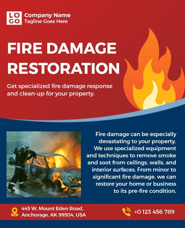 Fire Damage Restoration Services Flyer Template