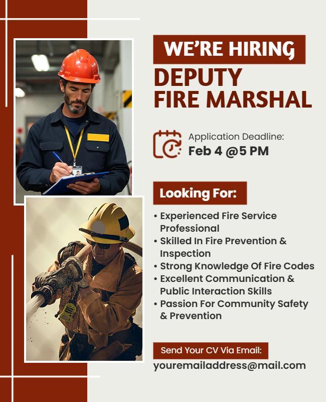 Fire Marshal Hiring Announcement Flyer Template