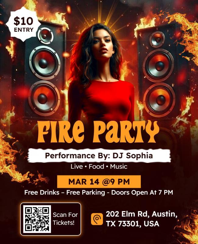 Fire Party DJ Event Flyer Template