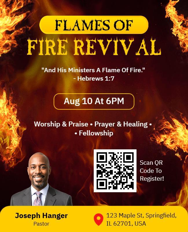 Fire Revival Worship Event Flyer Template