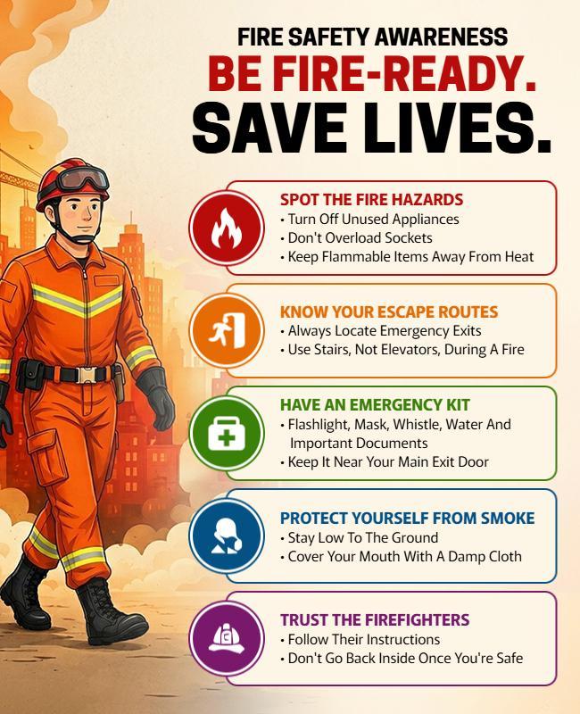 Fire Safety Awareness and Preparedness Poster Template