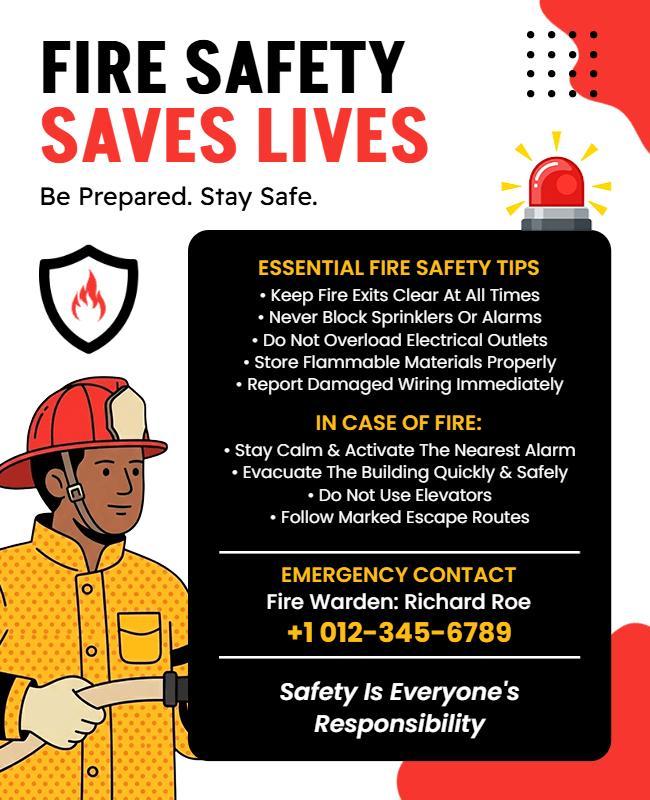 Fire Safety Awareness and Tips Poster Template