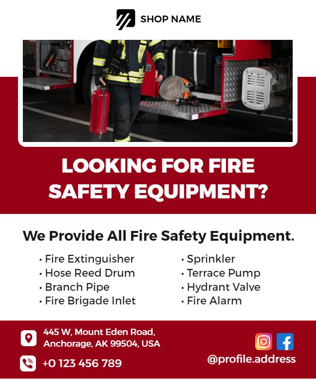 Fire Safety Equipment Promotional Flyer Template