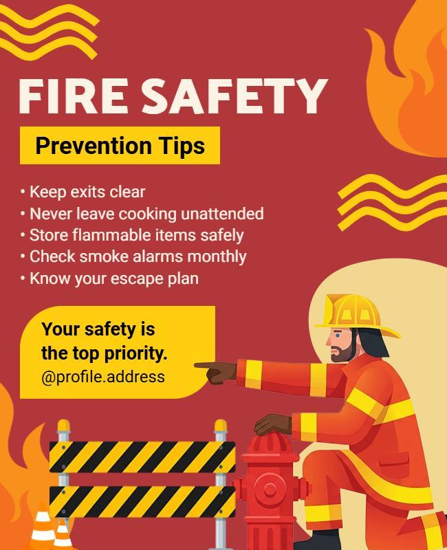 Fire Safety Prevention Tips Poster Template