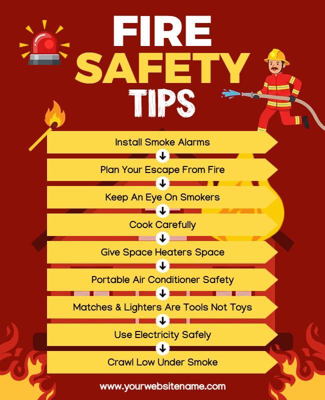 Fire Safety Tips Educational Poster Template