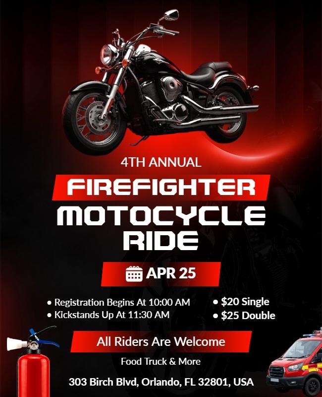 Firefighter Motorcycle Ride Event Flyer Template