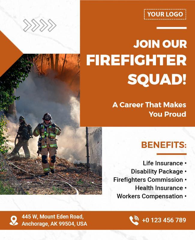 Firefighter Recruitment and Benefits Flyer Template