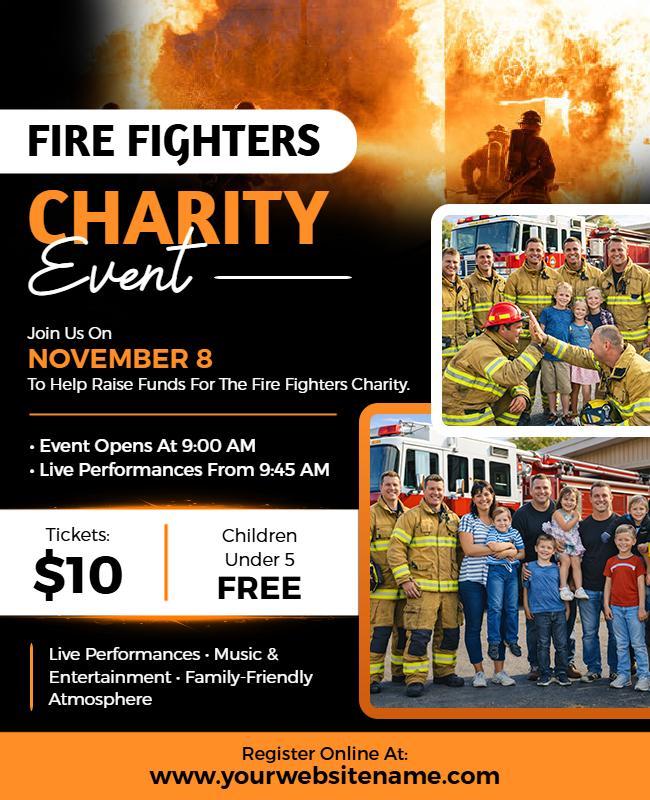 Firefighters Charity Fundraising Event Flyer Template