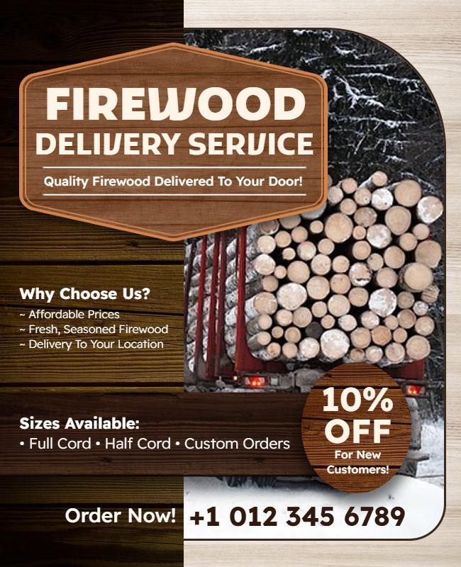 Firewood Delivery Service Promotional Flyer Template