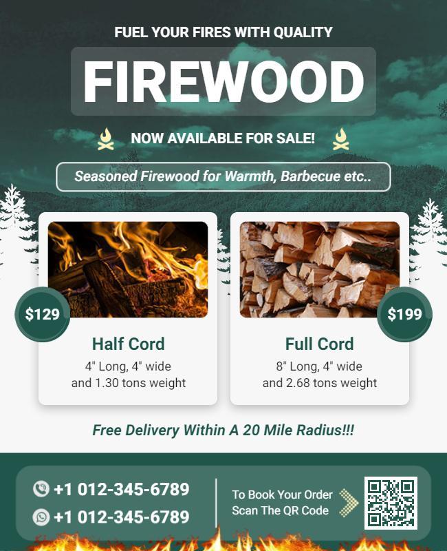 Firewood Sale and Delivery Flyer Template