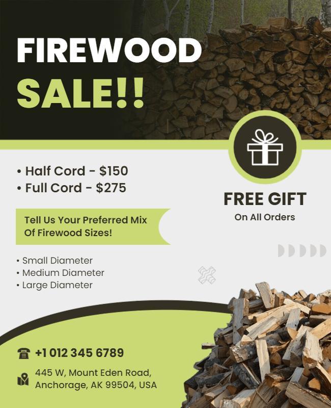 Modern Green Firewood Sale Promotion Flyer Template