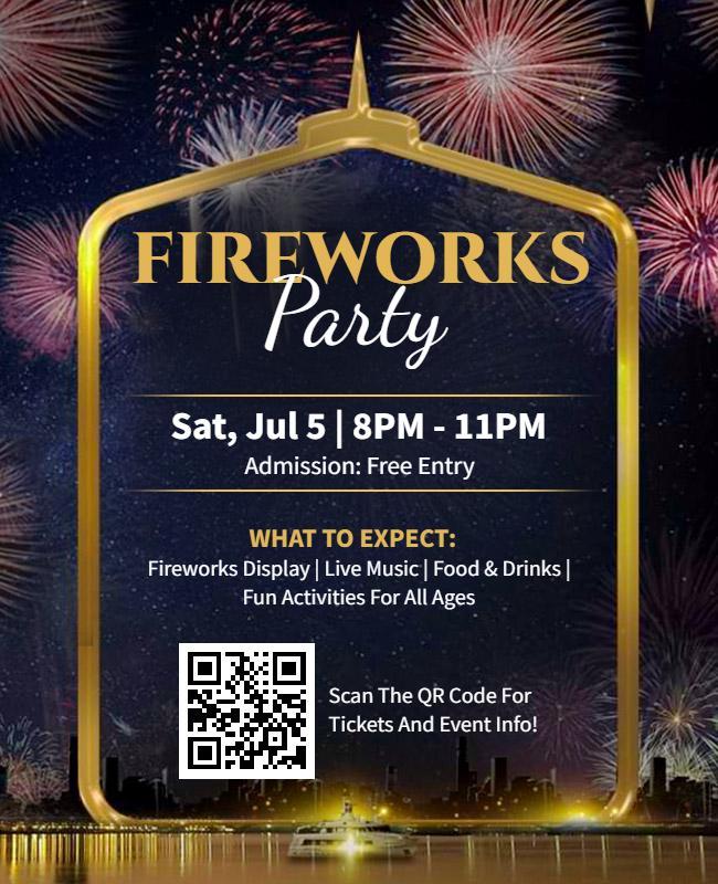 Fireworks Night Celebration Party Flyer Template