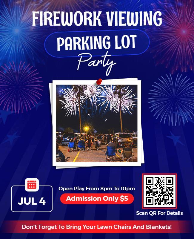 Fireworks Viewing Parking Lot Party Flyer Template