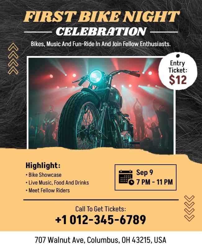 First Bike Night Celebration Event Flyer Template