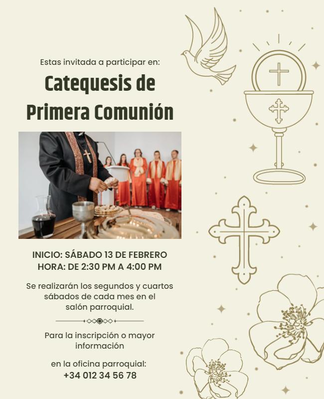 Elegant Religious First Communion Catechesis Event Flyer Template