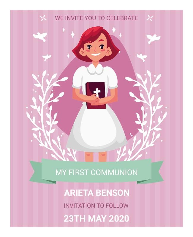 First Communion Celebration Invitation Flyer Template