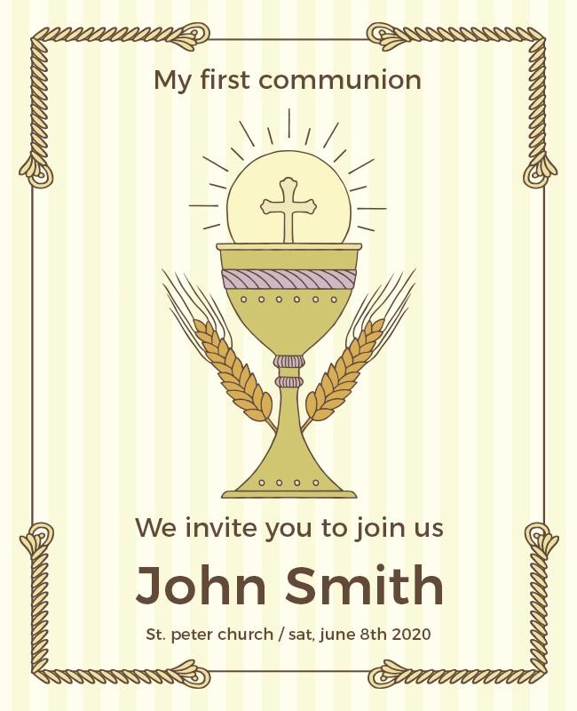 Charming Pastel First Communion Invitation Flyer Template