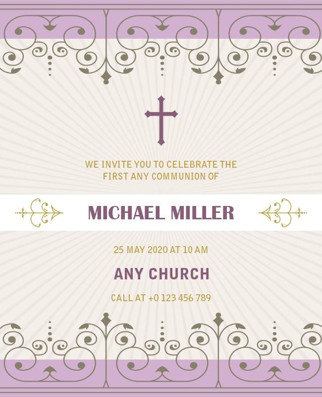 First Communion Church Invitation Flyer Template