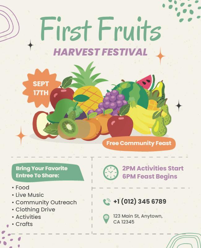 First Fruits Harvest Festival Event Flyer Template