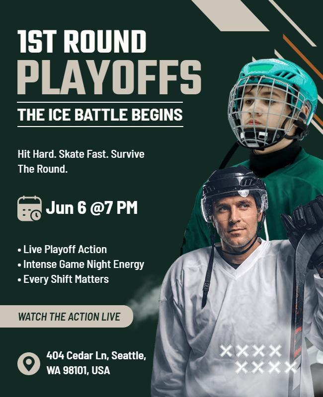 First Round Ice Hockey Playoffs Flyer Template
