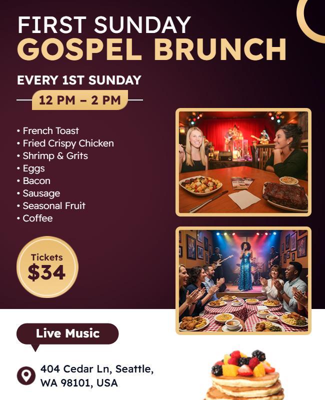 First Sunday Gospel Brunch Event Flyer Template