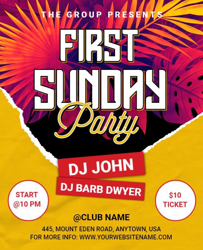 First Sunday Night Dj Party Flyer Template