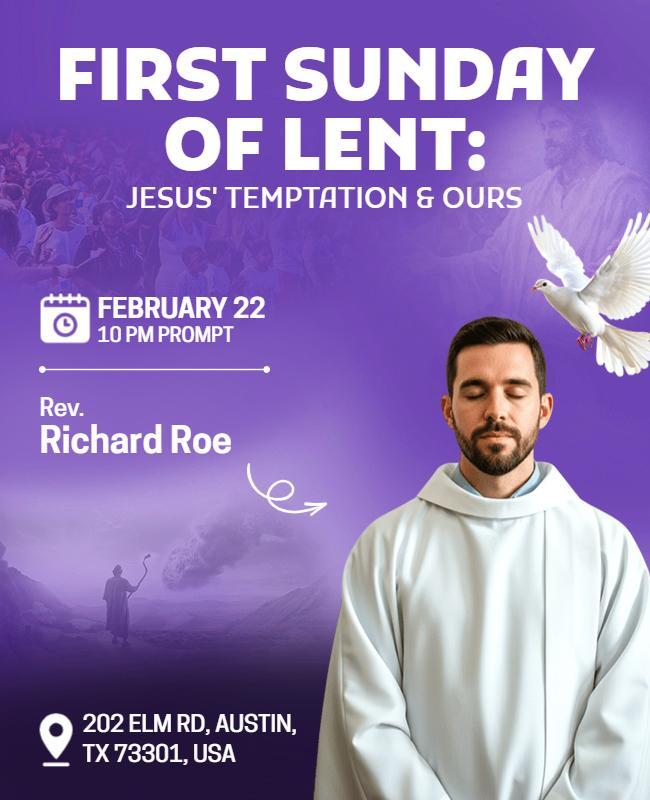 First Sunday of Lent Church Service Flyer Template