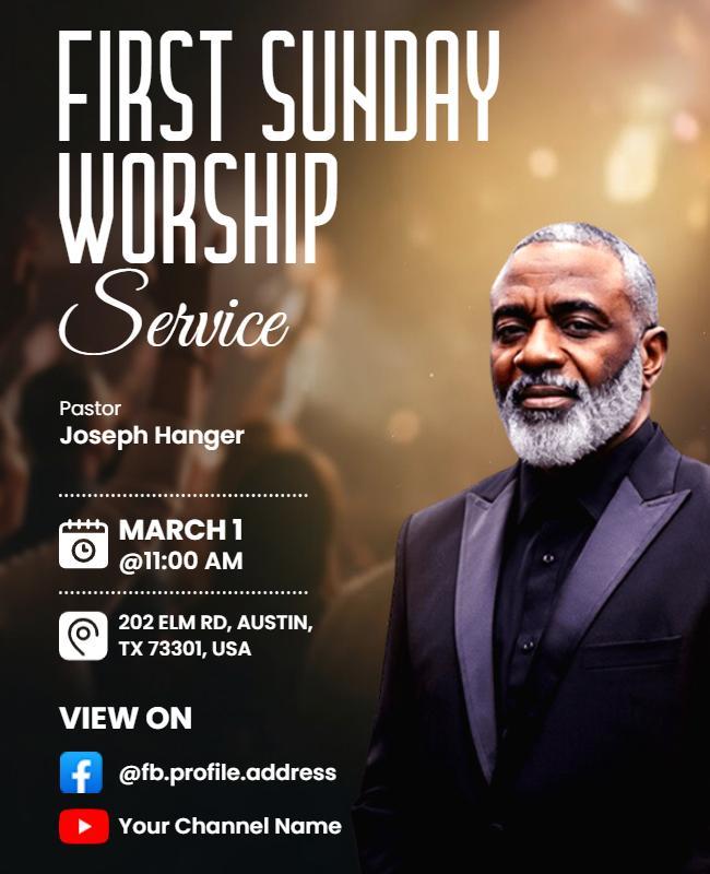First Sunday Worship Service Announcement Flyer Template