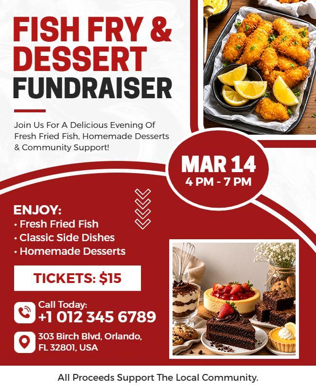 Fish Fry and Dessert Fundraiser Flyer Template