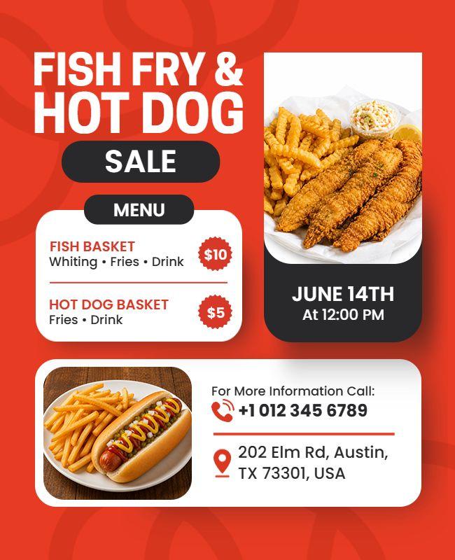 Fish Fry and Hot Dog Sale Flyer Template