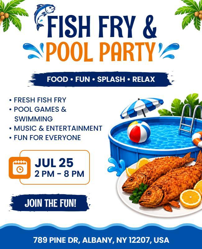 Fish Fry and Pool Party Event Flyer Template