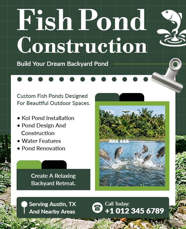Fish Pond Construction Services Flyer Template