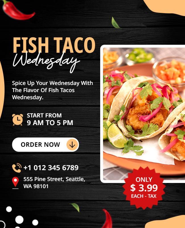 Fish Taco Wednesday Promotional Flyer Template